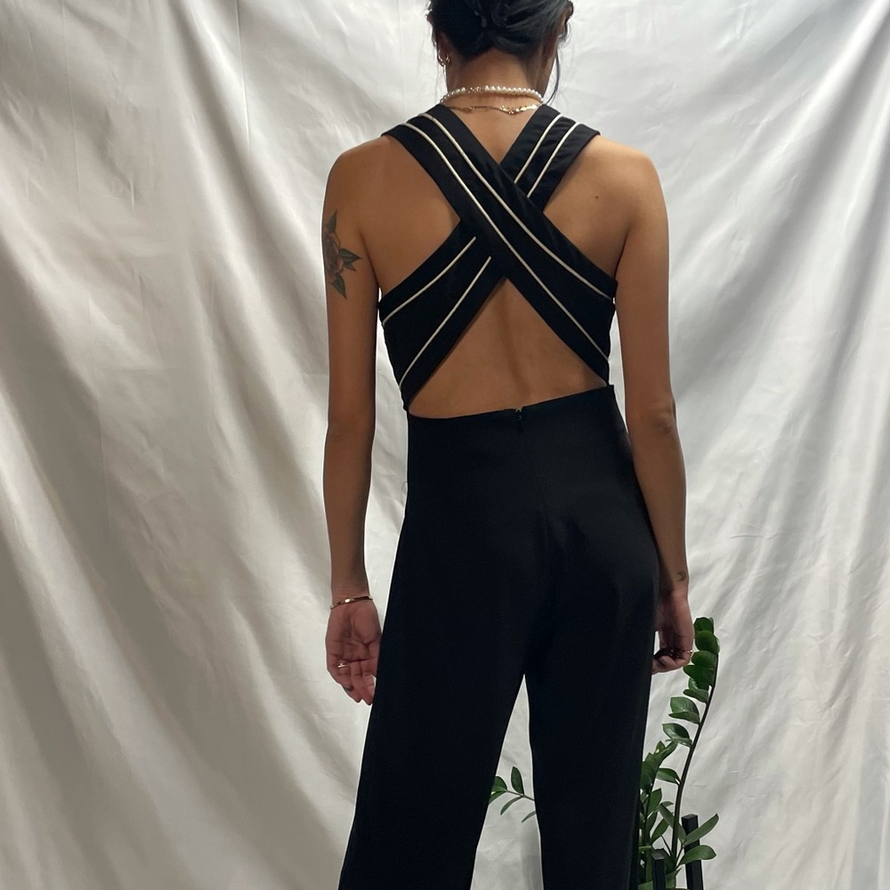 Anthropology Black Cross back jumpsuit, Small